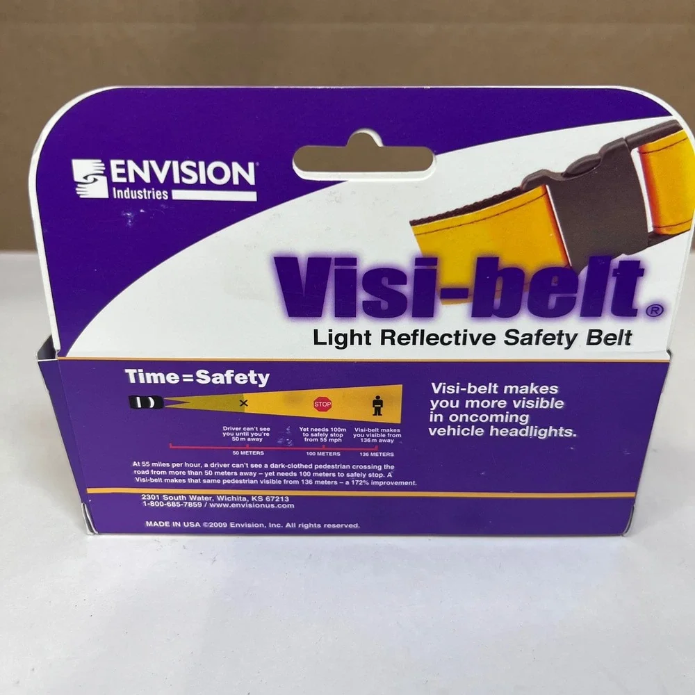 NEW Visi-belt Reflective Safety Belt Yellow Adjustable 31-55in Military‎ Running